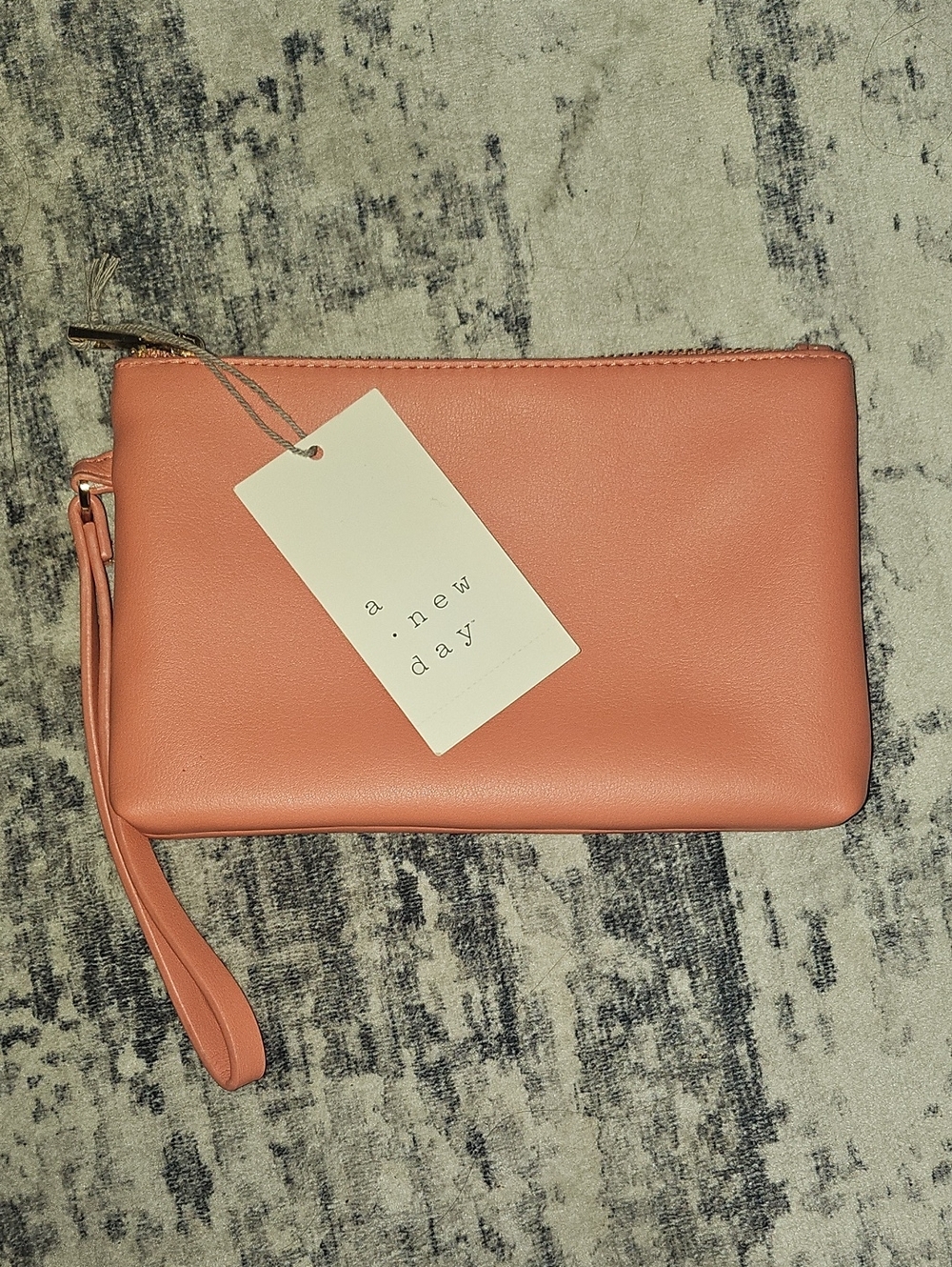 🟢 a new day Coral Faux-Leather Wristlet Clutch